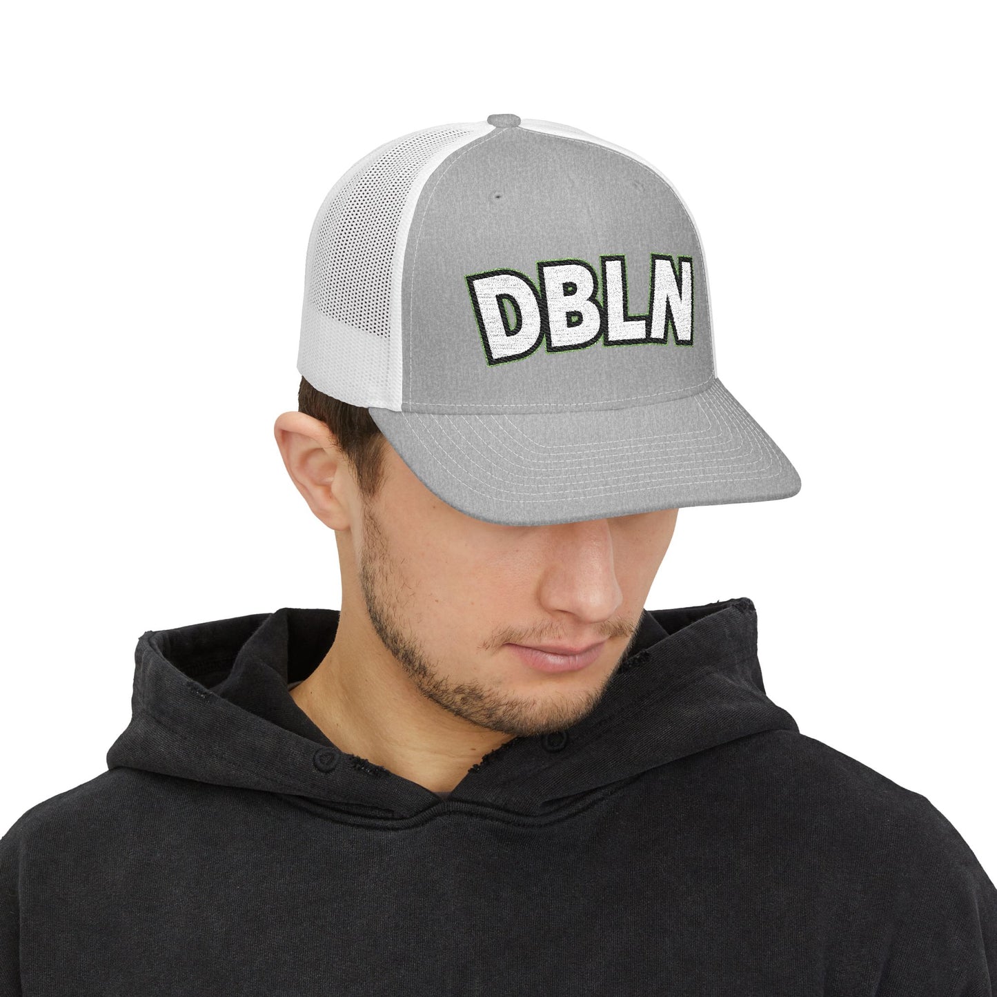 DBLN Embroidered Trucker Hat — Retro Patch Snapback Cap
