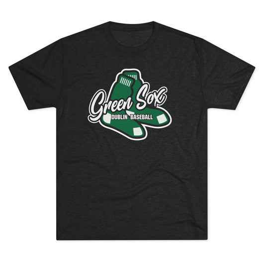 GREEN SOX (Sock icon)P_WHITE STROKE-Unisex Tri-Blend Crew Tee