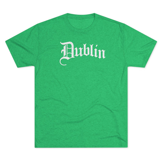 DUBLIN (old english script arched)-Unisex Tri-Blend Crew Tee