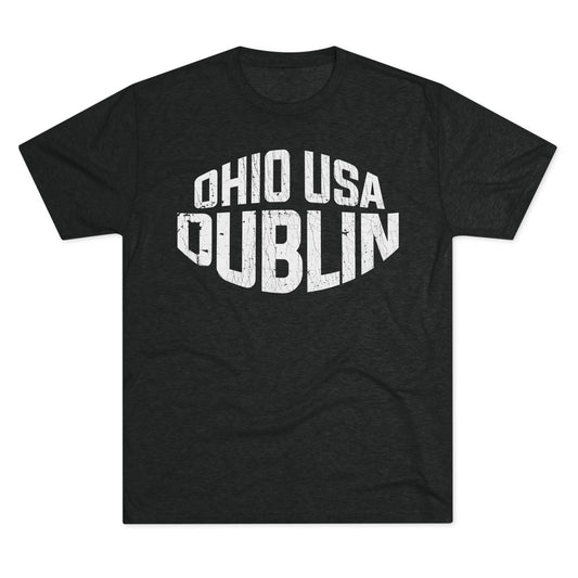 OHIO USA_DUBLIN_Distressed-Unisex Tri-Blend Crew Tee