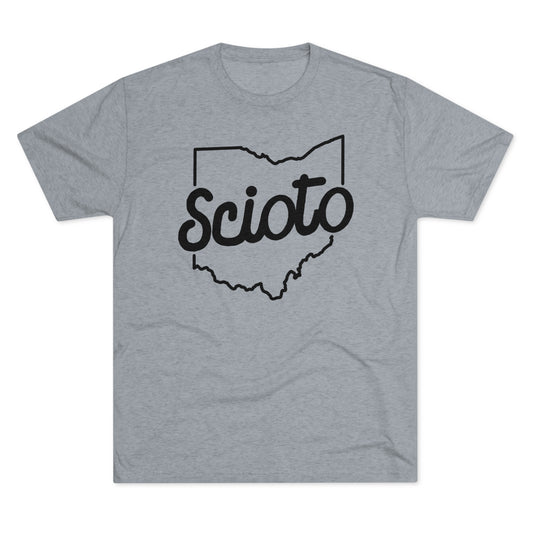 SCIOTO (script) OHIO State Shape outline - Unisex Tri-Blend Crew Tee