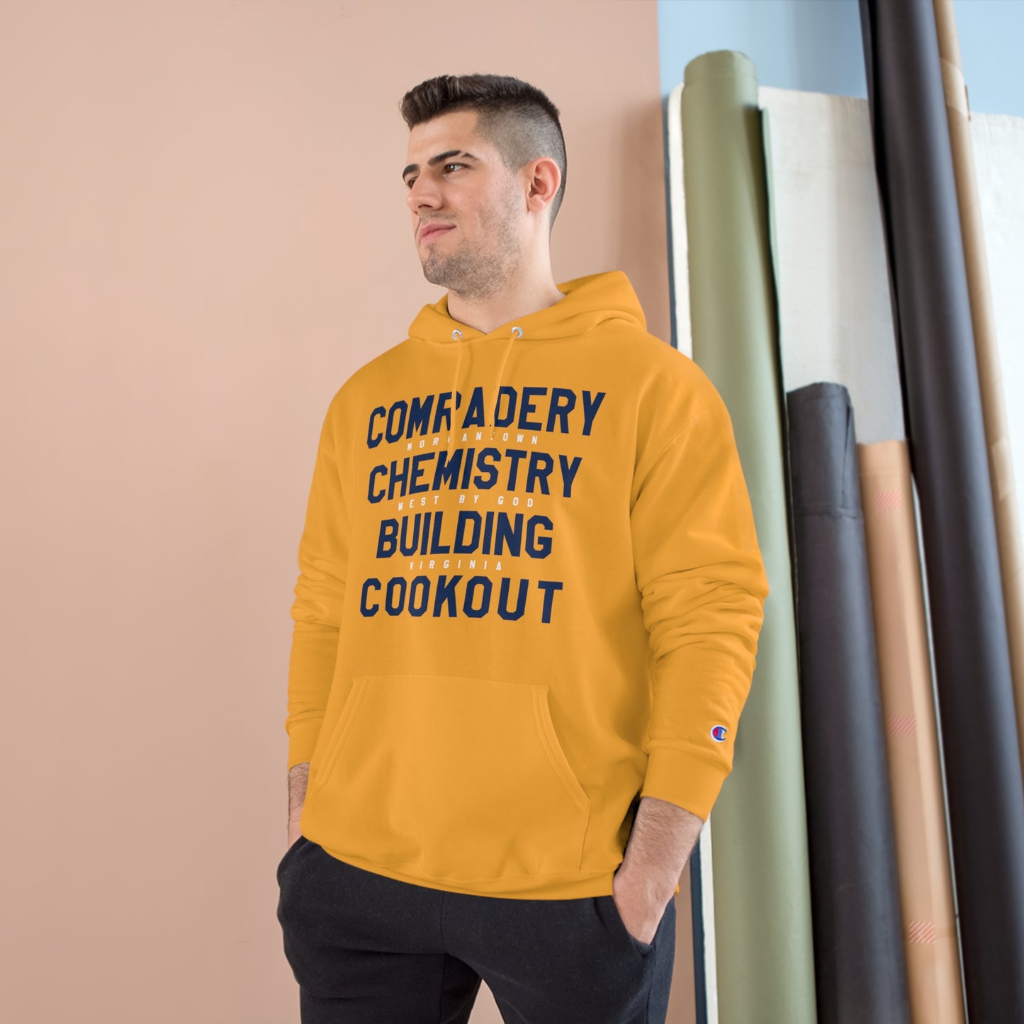 COMRADERY CHEMISTRY BUILDING COOKOUT_WEST BY GOD VIRGINIA-Champion Hoodie