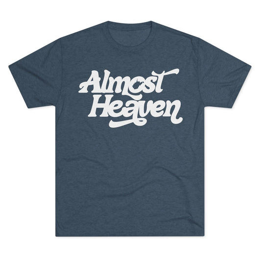 Almost Heaven Tee_(WV STATE KNOCKOUT)-1-color white — Retro Script Graphic Shirt