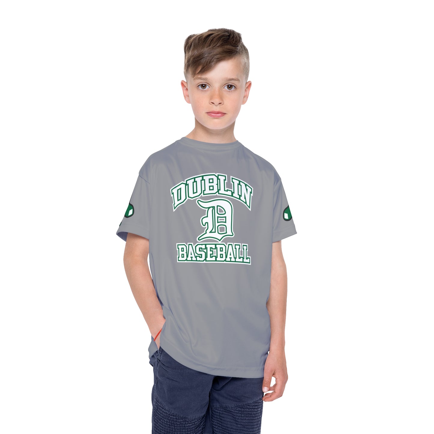 DUBLIN BASEBALL_SCRIPT D (front)_GREEN SOX icon (both sleeves)-Kids Sports Jersey (AOP)