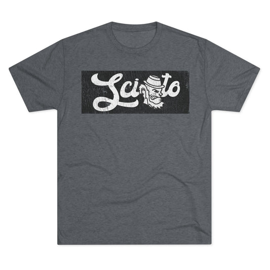 SCIOTO Script_Leprechaun icon_black color field_Distressed-Unisex Tri-Blend Crew Tee