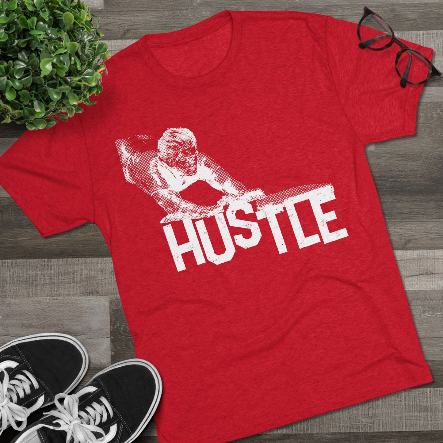 HUSTLE (all white)-Unisex Tri-Blend Crew Tee