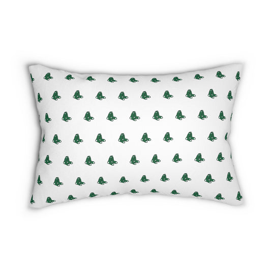 Green Sox (green socks icon) pattern with Script D pattern on back side-Spun Polyester Lumbar Pillow