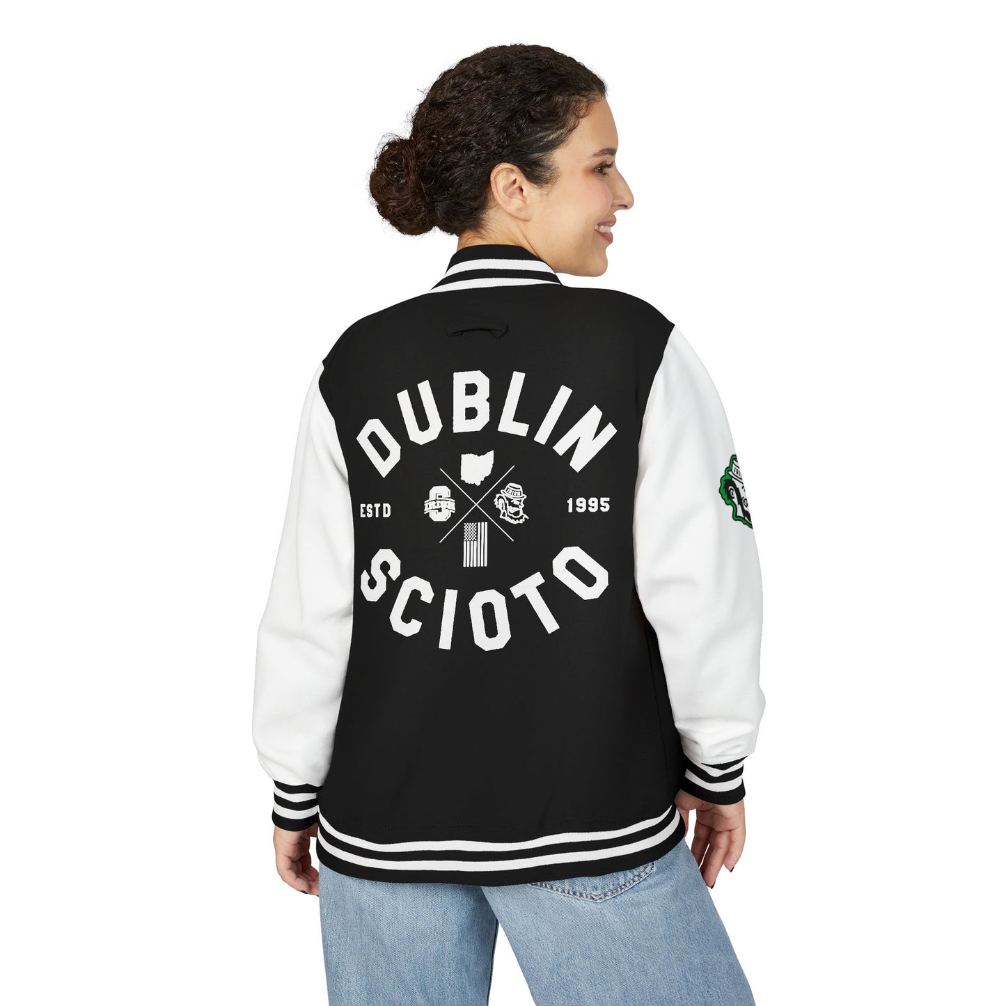 DUBLIN SCIOTO - Letterman Style Jacket — Leprechaun icon_Dublin Scioto Logo