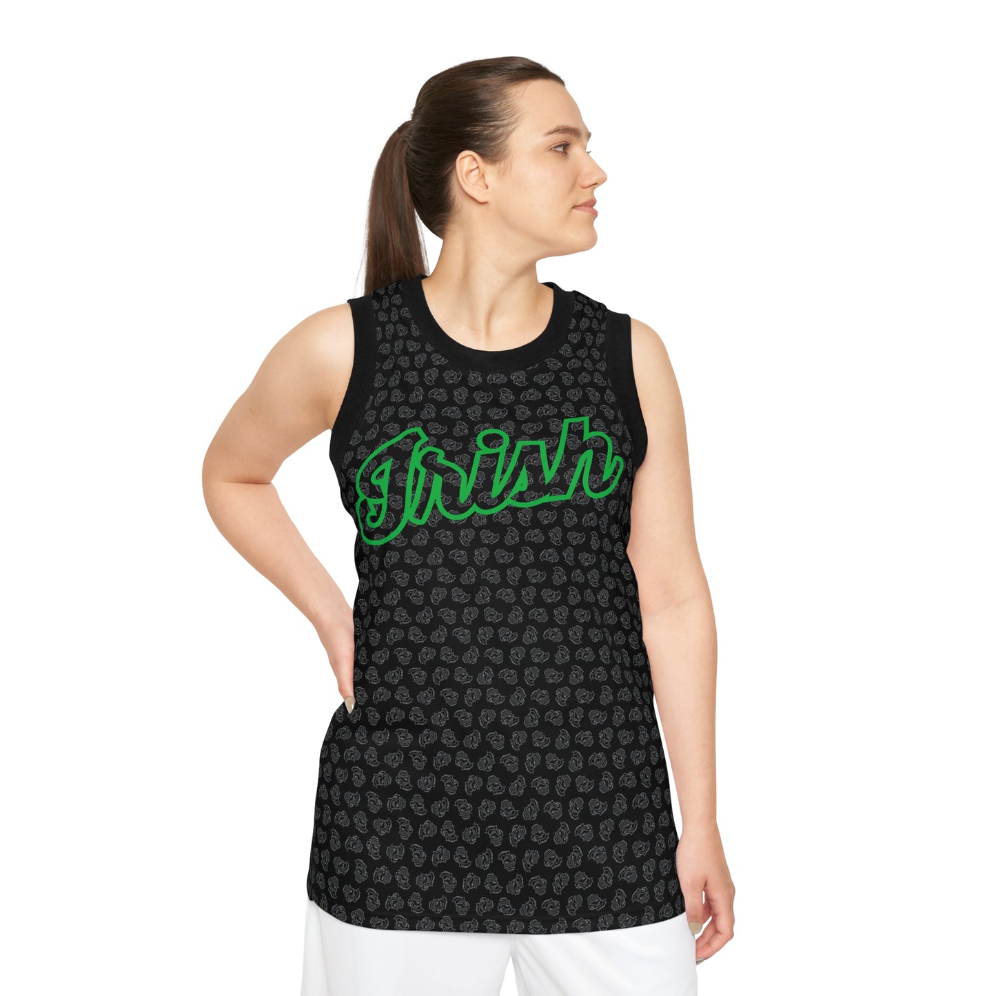 IRISH_script_Leprechaun head pattern_WE ARE SCIOTO-Stylish Unisex Basketball Jersey, Sporty Apparel, Perfect for Game Days, Events, Team Spirit, Casual Wear, Gift for Athletes