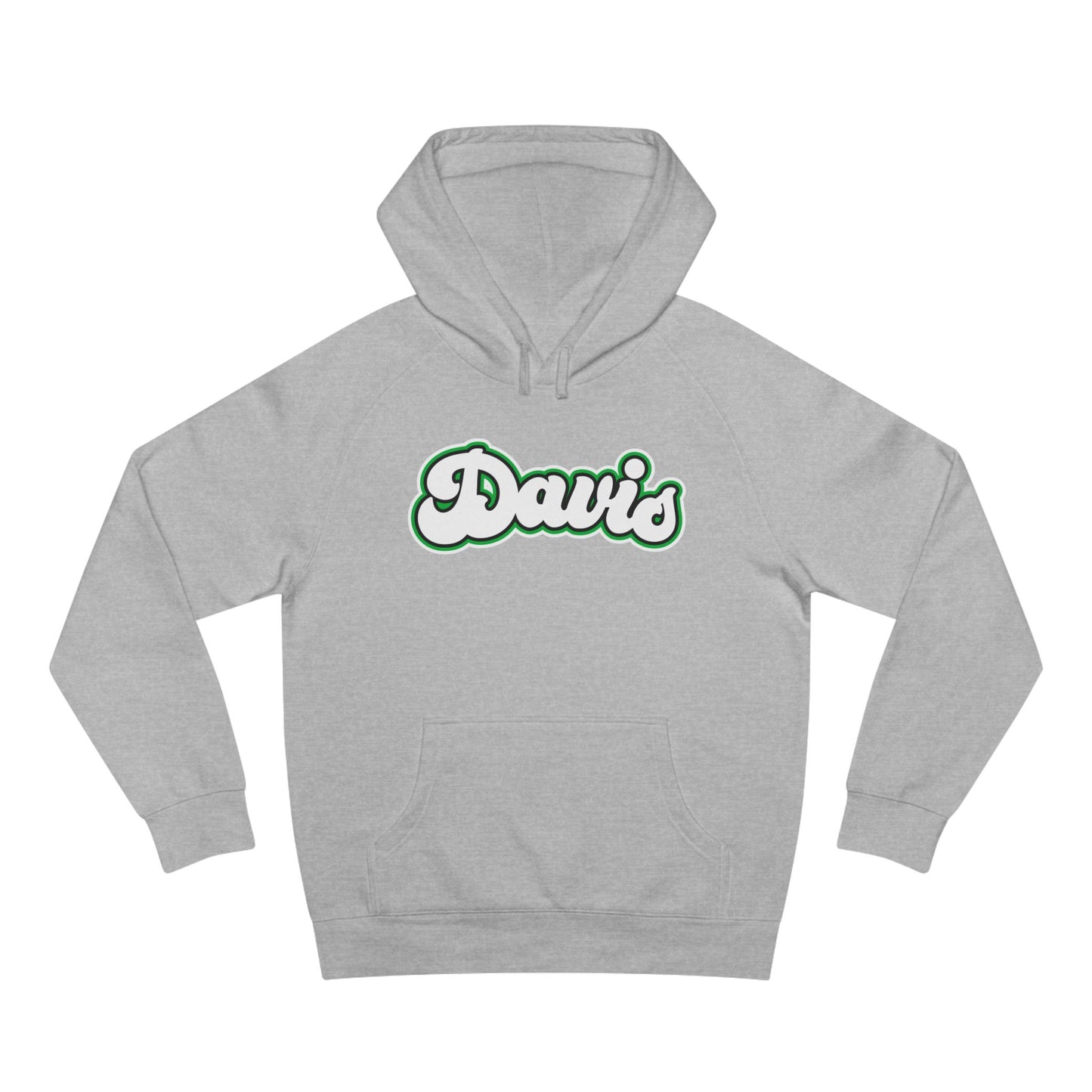 DAVIS (script bubble letters) Black outline - Unisex Fleece Hoodie