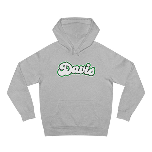 DAVIS (script bubble letters) Black outline - Unisex Fleece Hoodie