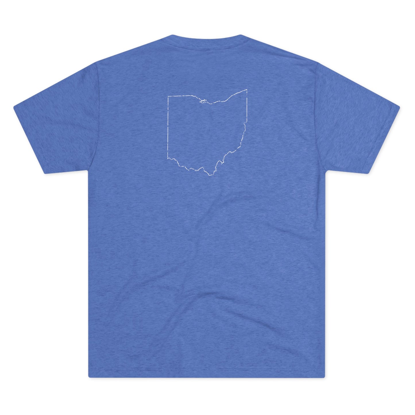 BUCKEYE BY BIRTH_STATE SHAPE (back)-Unisex Tri-Blend Crew Tee