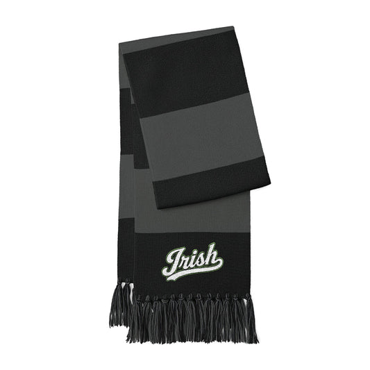 IRISH script - Spectator Embroidered Scarf – Striped Knit Fan Scarf with "Irish" Script