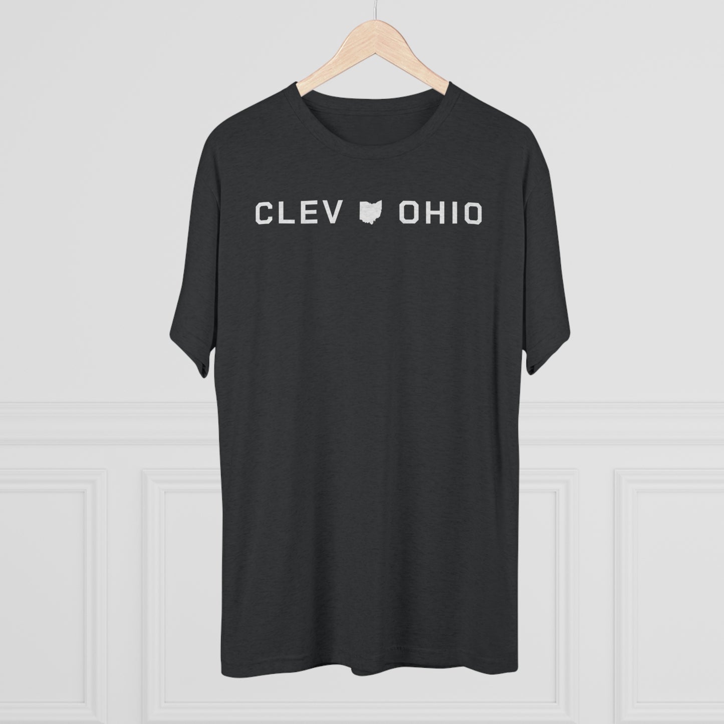 CLEV (state shape) OHIO - Unisex Tri-Blend Crew Tee