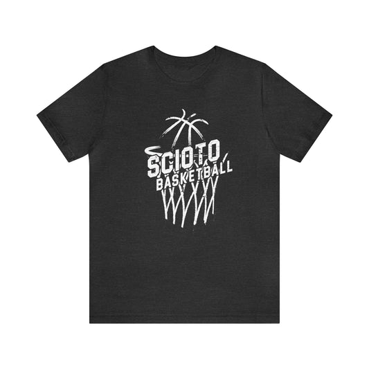 SCIOTO BASKETBALL_BALL-HOOP GRAPHIC-Unisex Jersey Short Sleeve Tee
