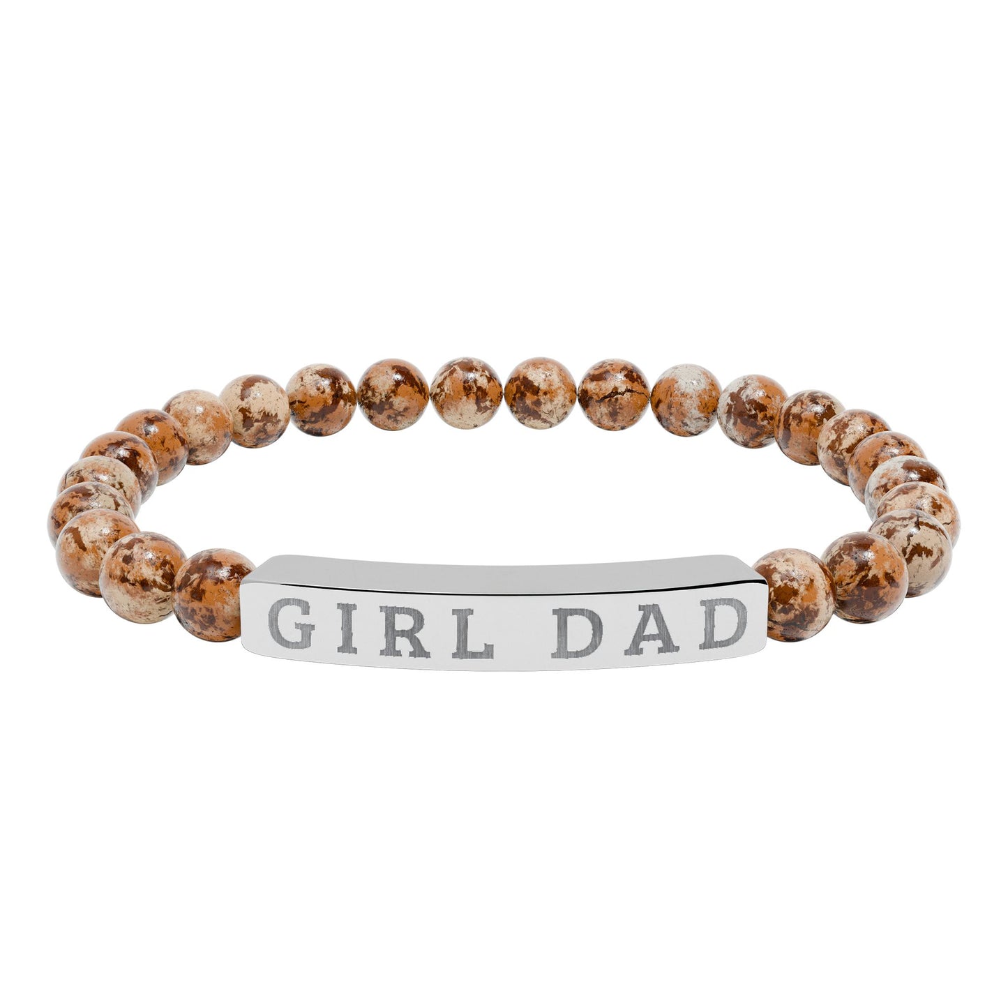 GIRL DAD – Engraved Natural Stone Stretch Bar Bracelet