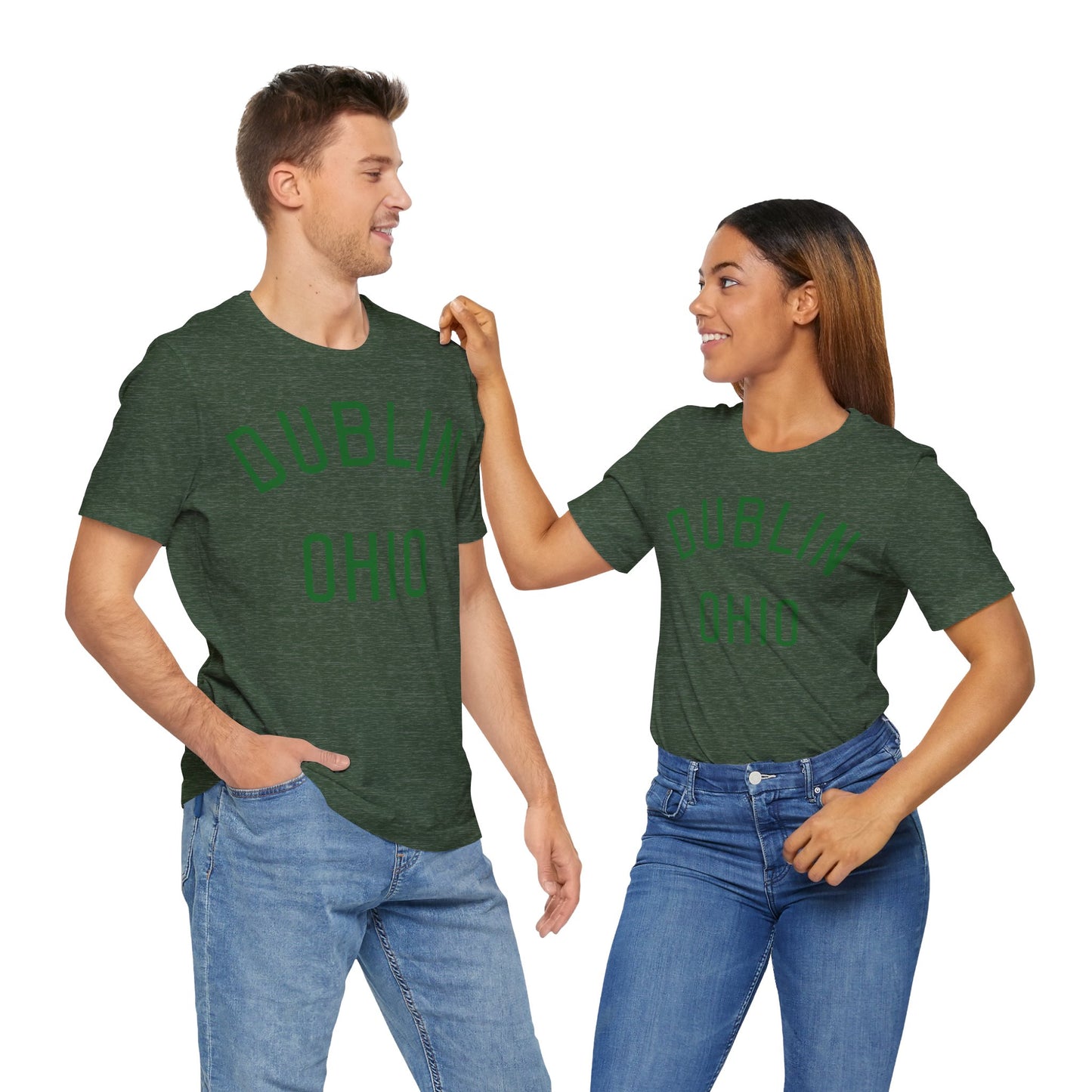 DUBLIN (arched type) OHIO-GREEN ON GREEN OPTIONS-Unisex Jersey Short Sleeve Tee