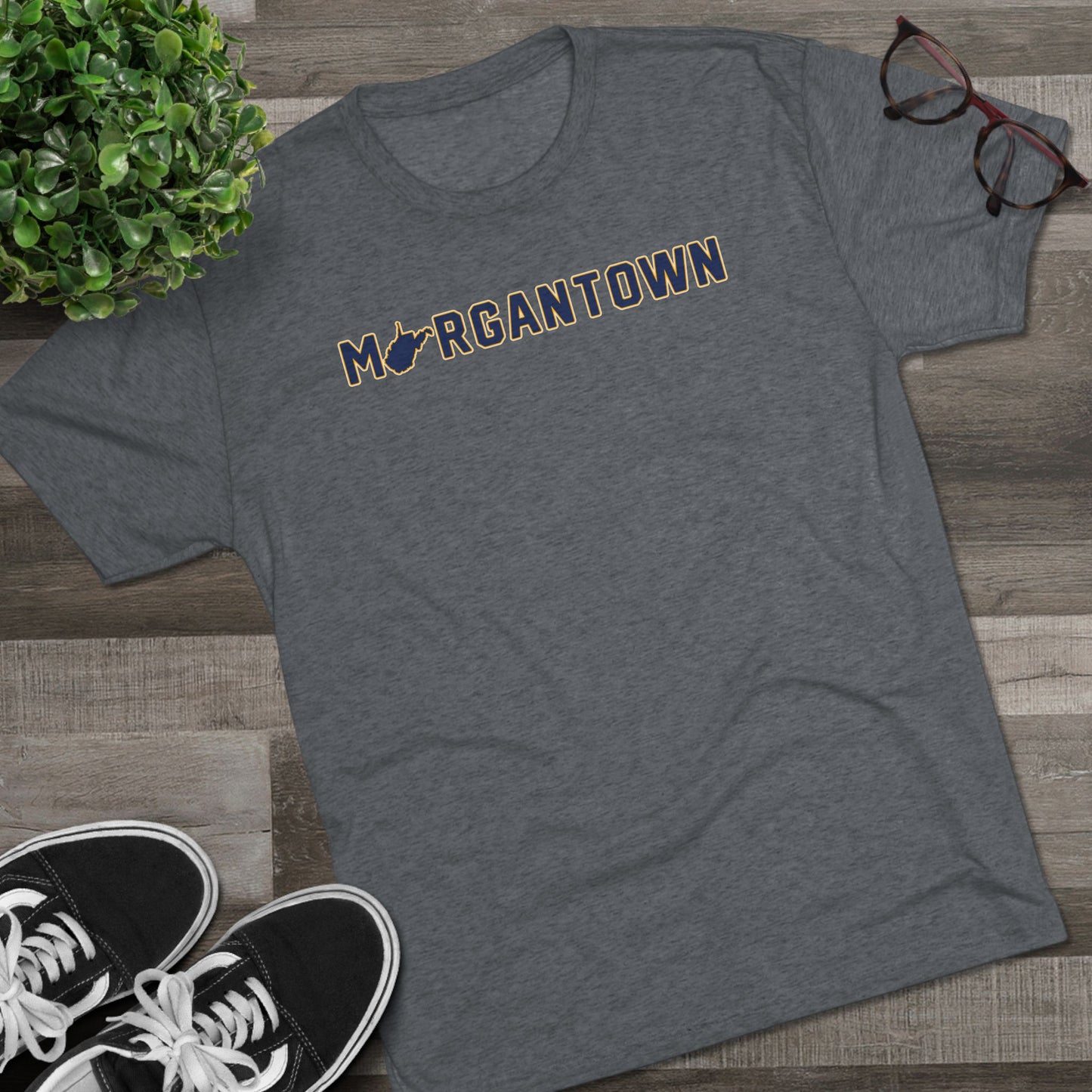 MORGANTOWN (outline stroke) - Unisex Tri-Blend Crew Tee