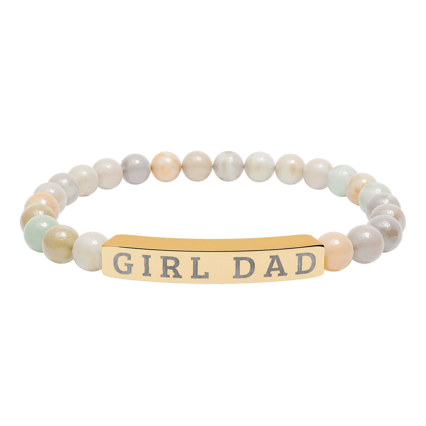 GIRL DAD – Engraved Natural Stone Stretch Bar Bracelet