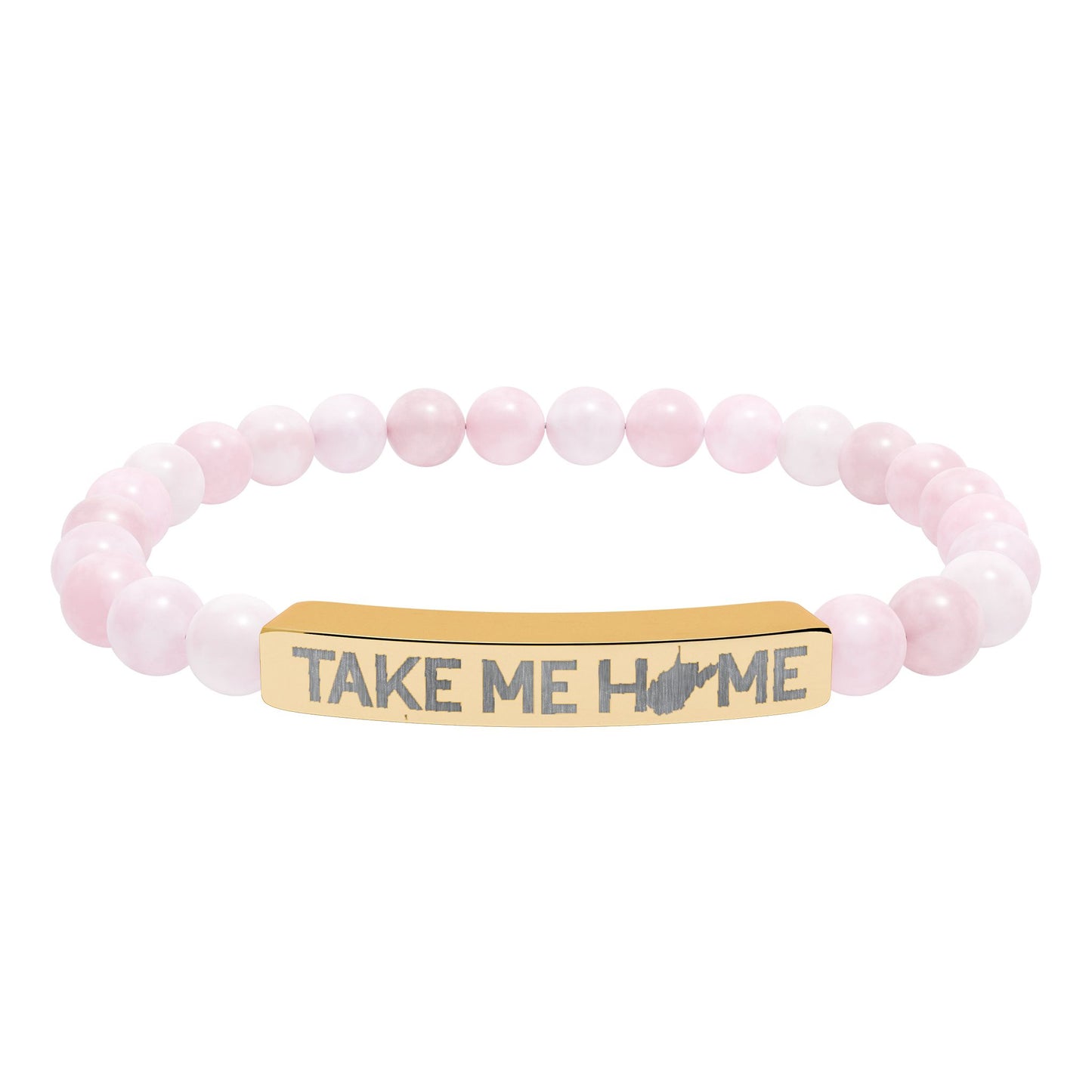 TAKE ME HOME_WV STATE SHAPE – Engraved Natural Stone Stretch Bar Bracelet
