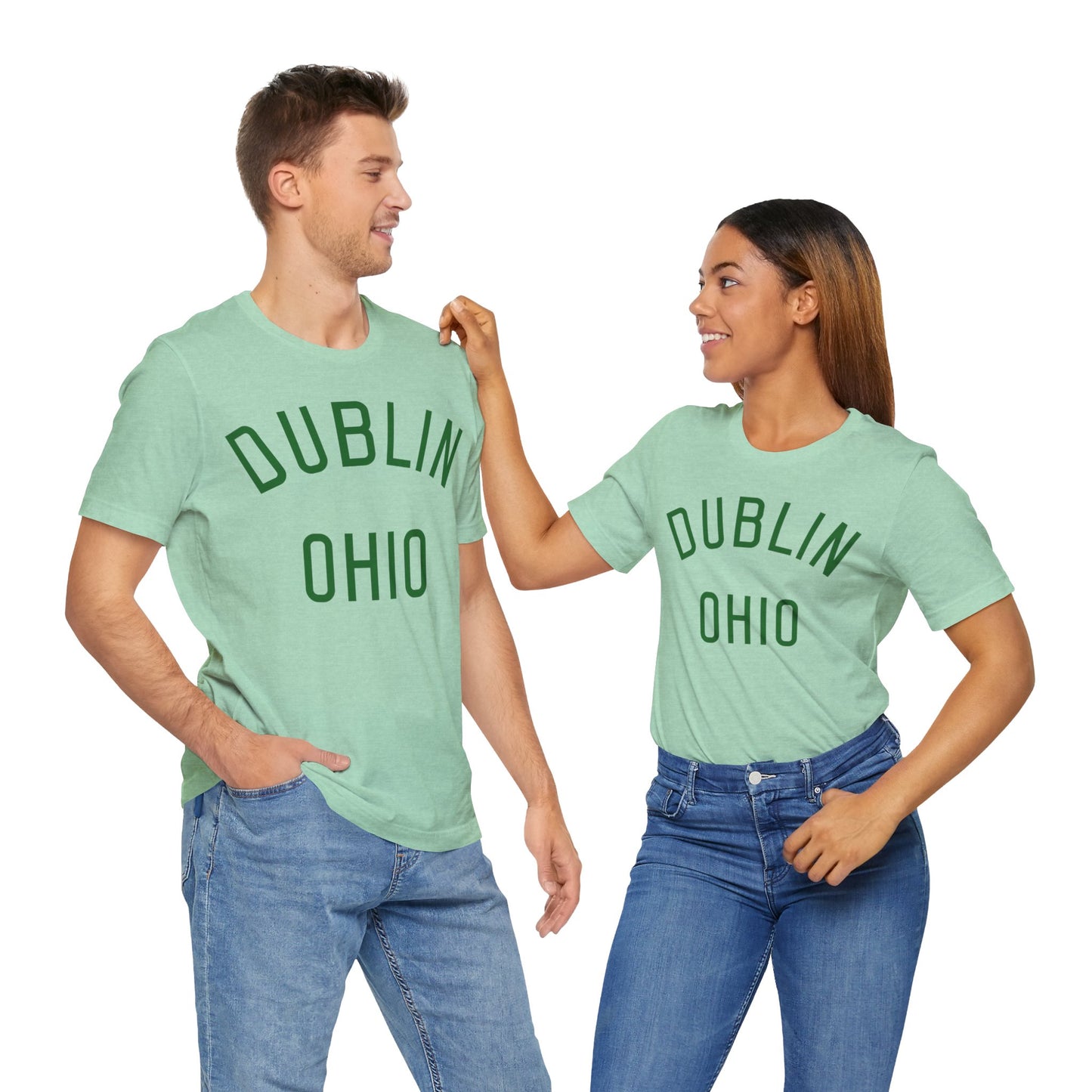 DUBLIN (arched type) OHIO-GREEN ON GREEN OPTIONS-Unisex Jersey Short Sleeve Tee