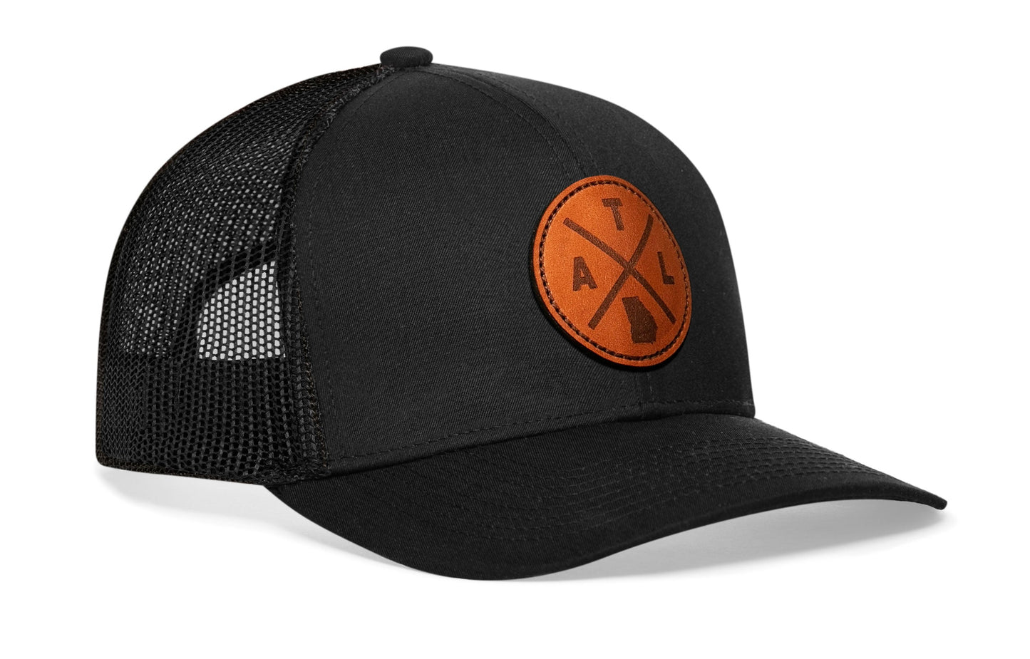Atlanta Trucker Hat Leather  |  Black ATL X Snapback