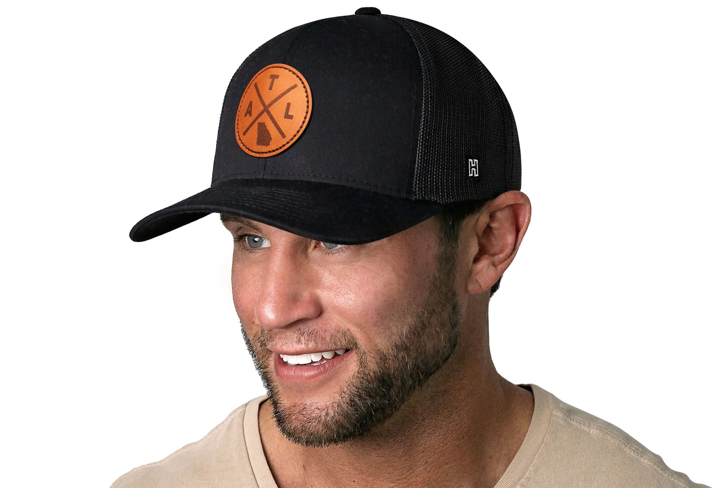 Atlanta Trucker Hat Leather  |  Black ATL X Snapback