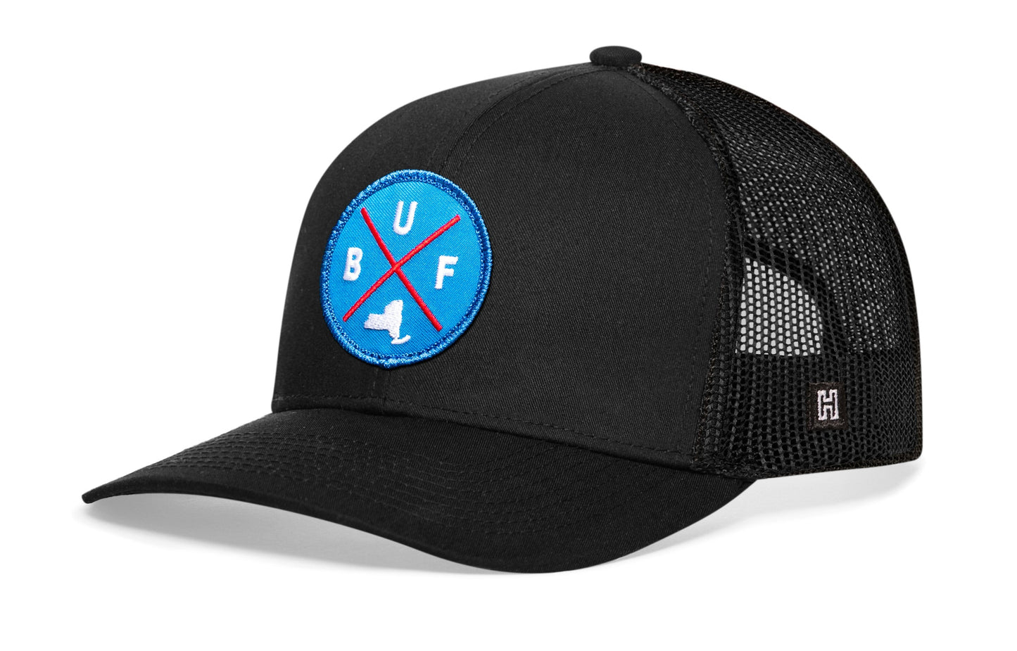 Buffalo Trucker Hat  |  Blue Red BUF X  |  Black Snapback