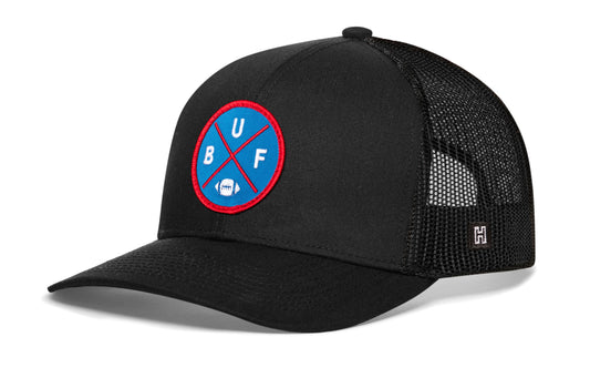 Buffalo Trucker Hat | Black BUF X Football Snapback