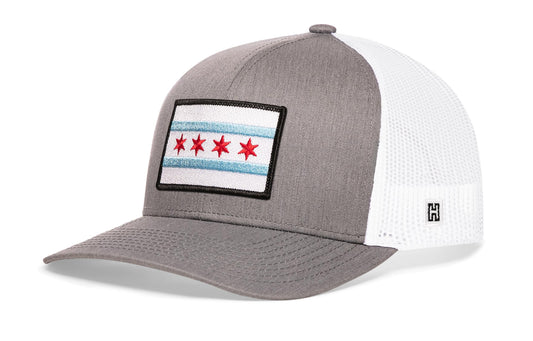 Chicago Flag Trucker Hat | Gray-White City Snapback