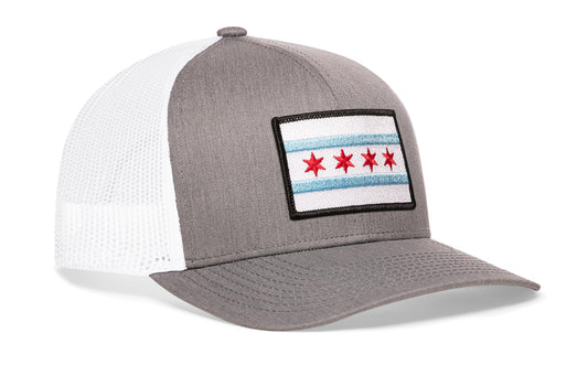 Chicago Flag Trucker Hat  |  Gray-White City Snapback