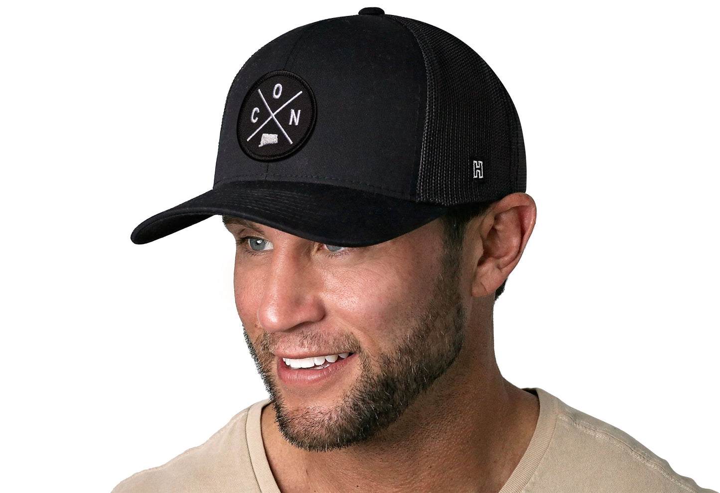 Connecticut Trucker Hat  |  Black CON X Snapback