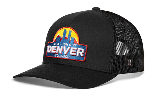 Denver Mile High City Trucker Hat | Black Cityscape Snapback