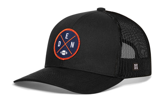 Denver Trucker Hat | Black DEN X Football Snapback