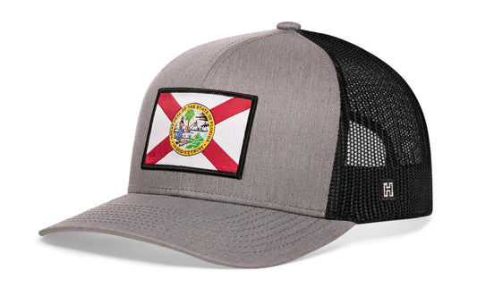 Florida Flag Trucker Hat | Gray-White FL Snapback