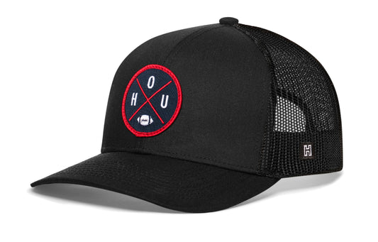 Houston Trucker Hat | Black HOU X Football Snapback