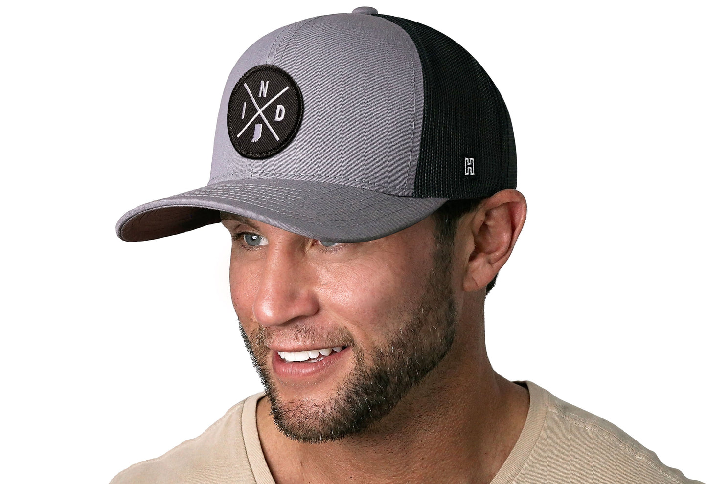 Indiana Trucker Hat  |  Gray-Black IND X Snapback