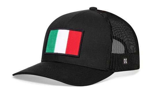 Italian Flag Trucker Hat | Black Italy Snapback