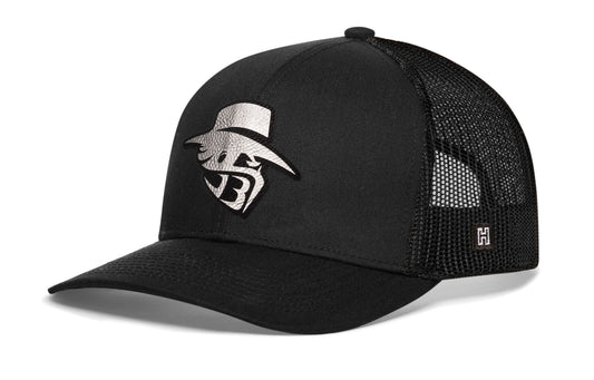 JBR Silver Logo | Black Metallic Leather Snapback