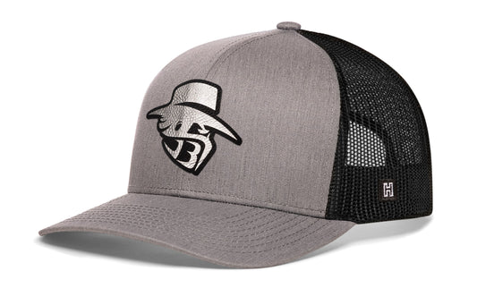 JBR Silver Logo | Gray Black Metallic Leather Snapback