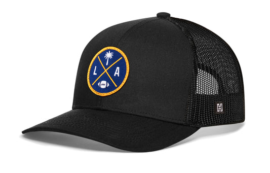 Los Angeles Trucker Hat | Black LA X Football Snapback