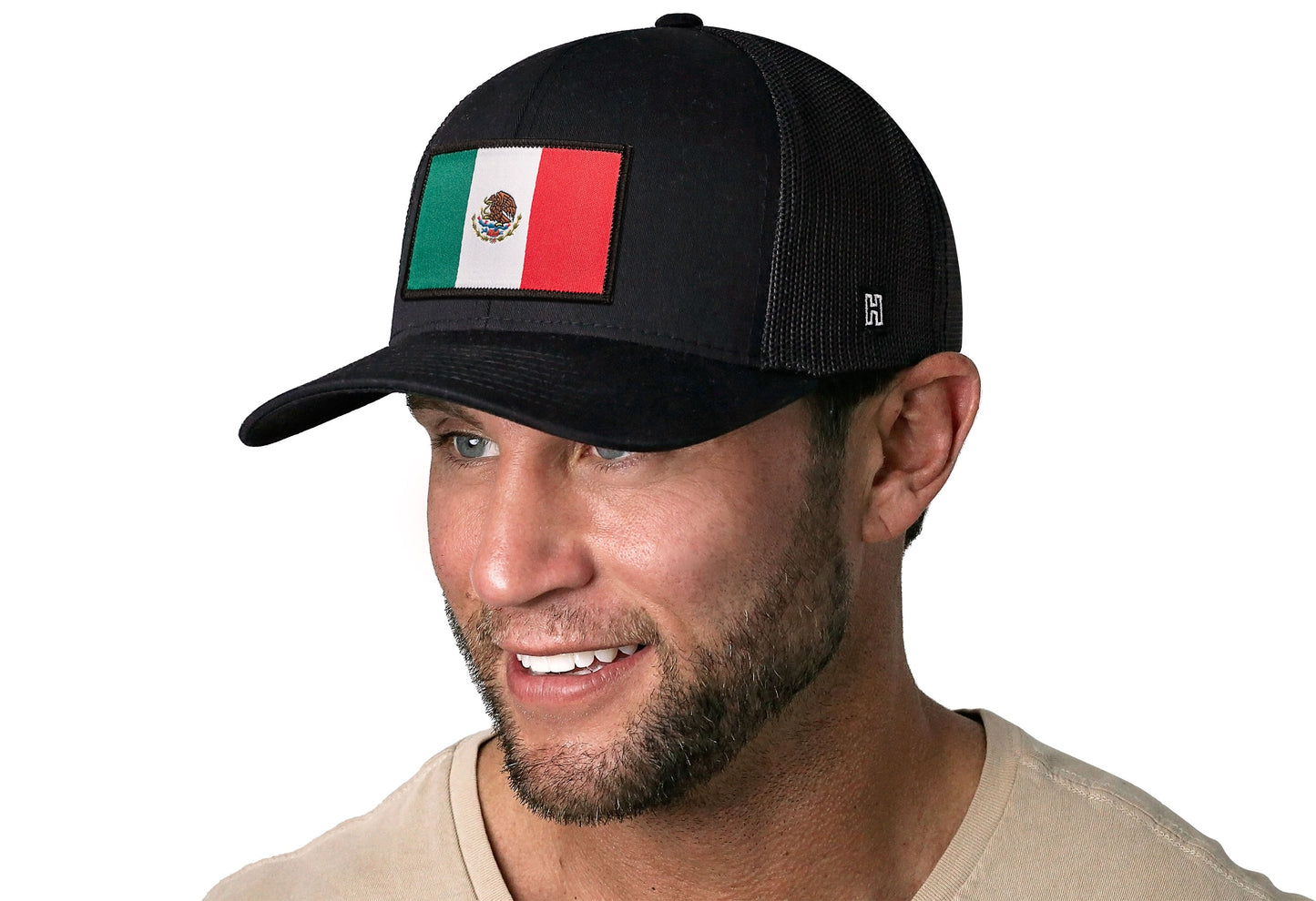 Mexican Flag Trucker Hat  |  Black Mexico Snapback