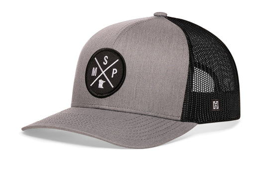 Minneapolis- St. Paul Trucker Hat | Gray-Black MSP X Snapback