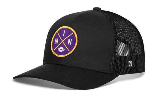 Minnesota Trucker Hat | Black MIN X Football Snapback