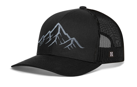 Mountain Range Trucker Hat | Black Outdoors Snapback