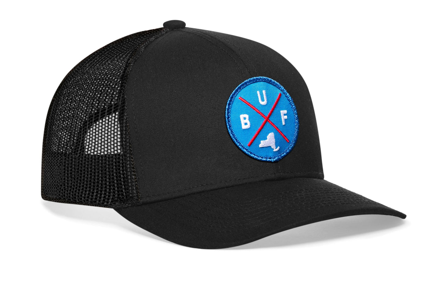 Buffalo Trucker Hat  |  Blue Red BUF X  |  Black Snapback