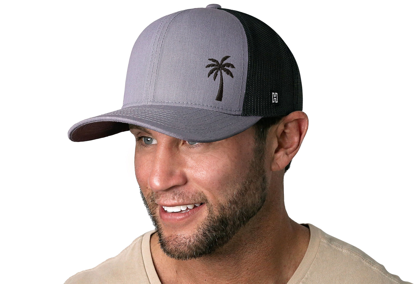 Palm Tree Trucker Hat  |  Gray-Black Island Snapback