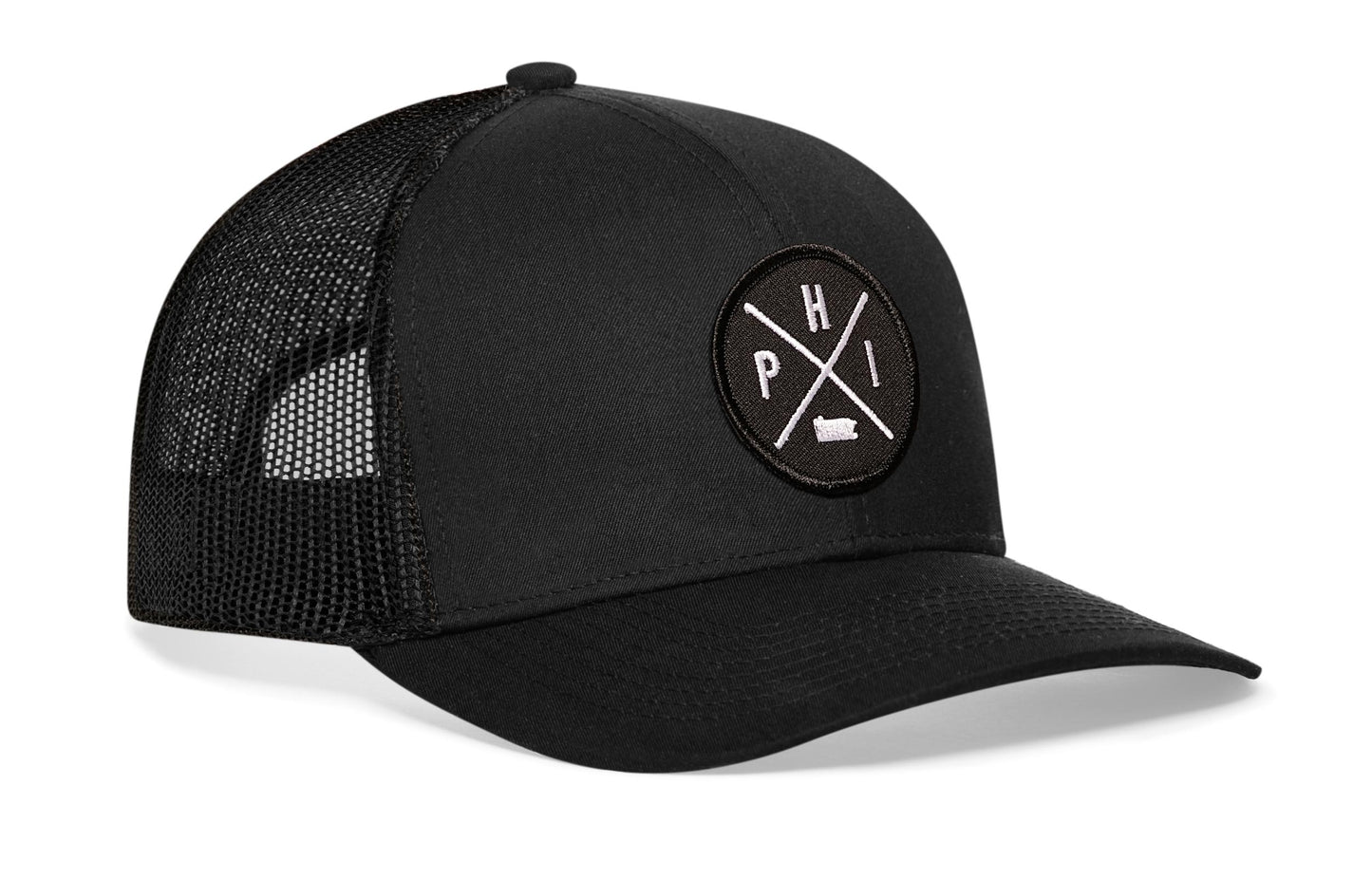 Philadelphia Trucker Hat  |  Black PHI X Snapback