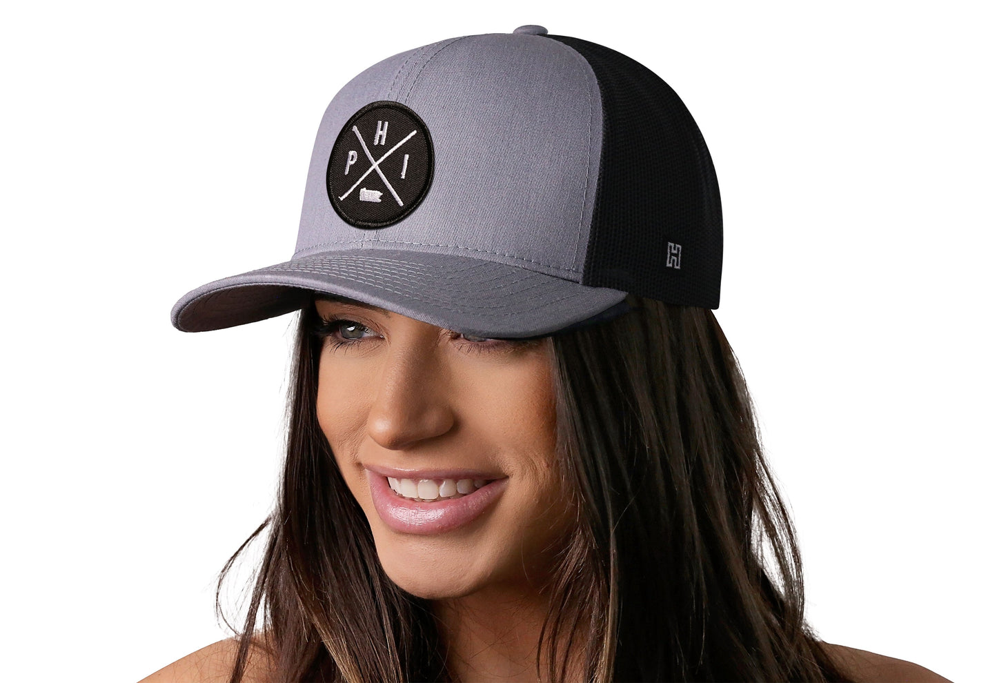 Philadelphia Trucker Hat  |  Gray-Black PHI X Snapback