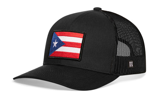 Puerto Rico Flag Trucker Hat | Black PR Snapback